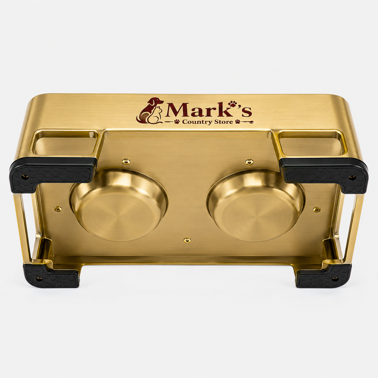 Premium Gold Elevated Double Pet Bowls with Stainless Steel Feeding Station