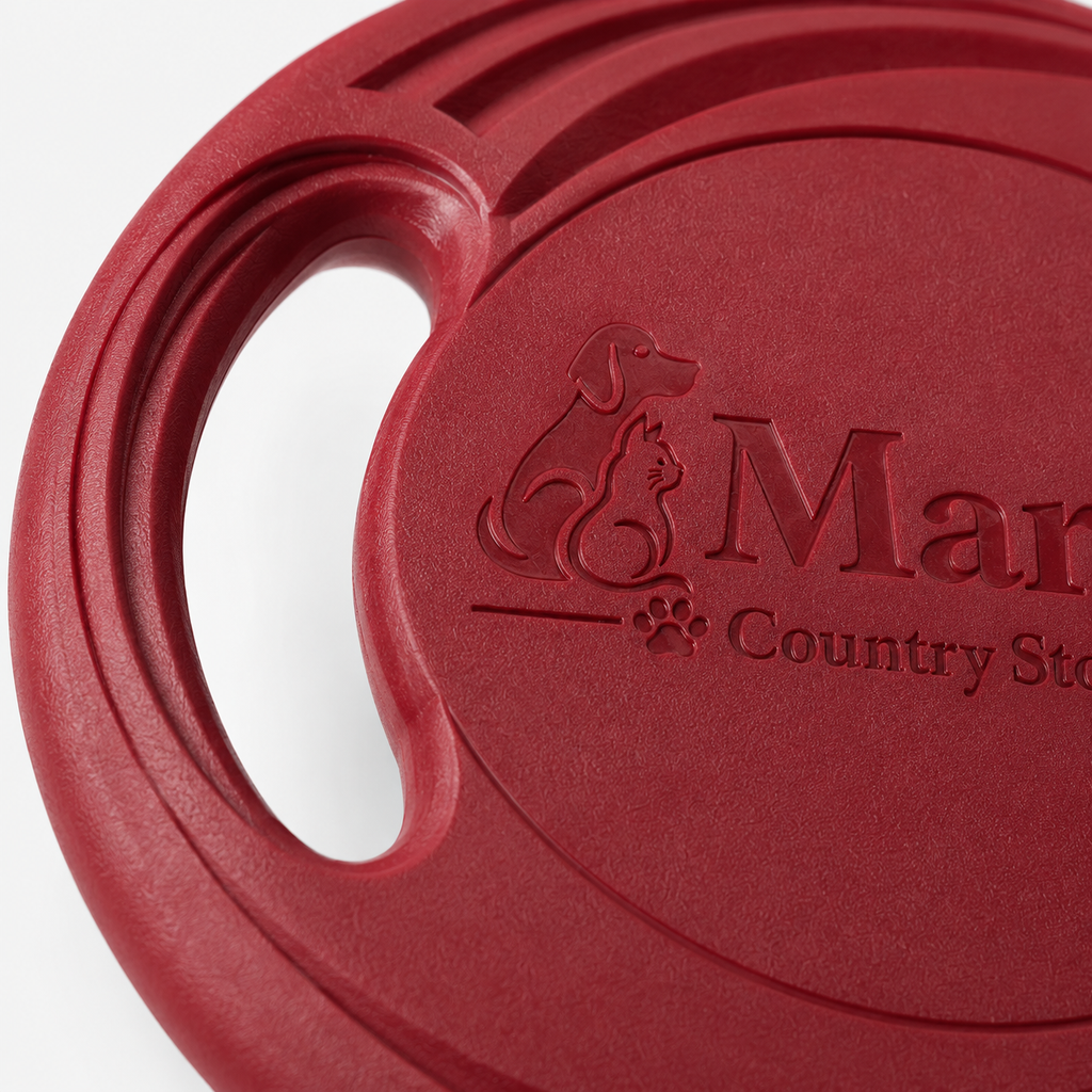 Round Dog Flying Disc Toy with Dual Grip Handles and Textured Rim