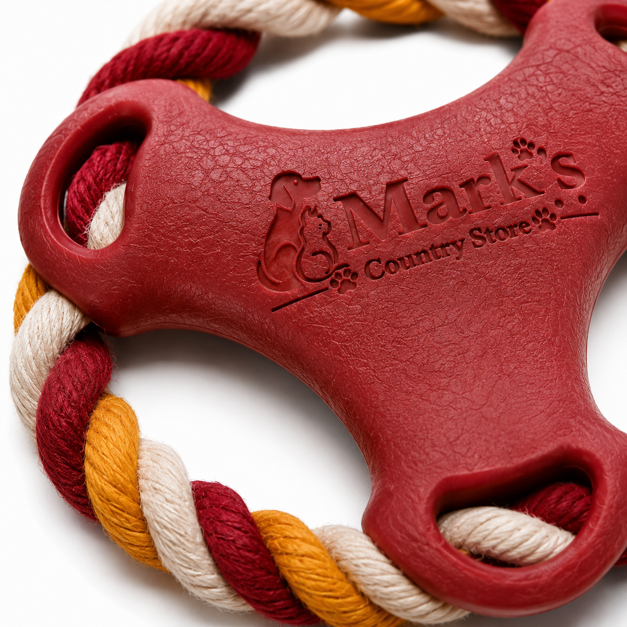 Interactive Rope Ring Dog Toy with Textured Rubber Grip Center