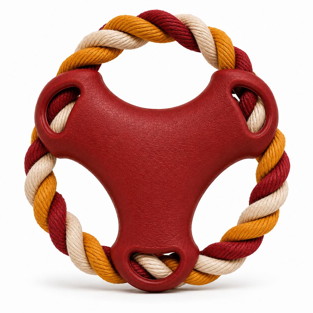Interactive Rope Ring Dog Toy with Textured Rubber Grip Center