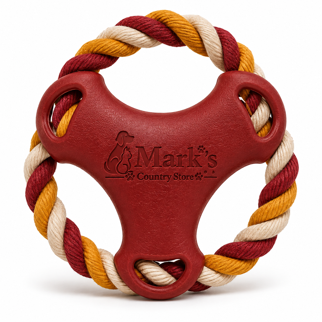 Interactive Rope Ring Dog Toy with Textured Rubber Grip Center