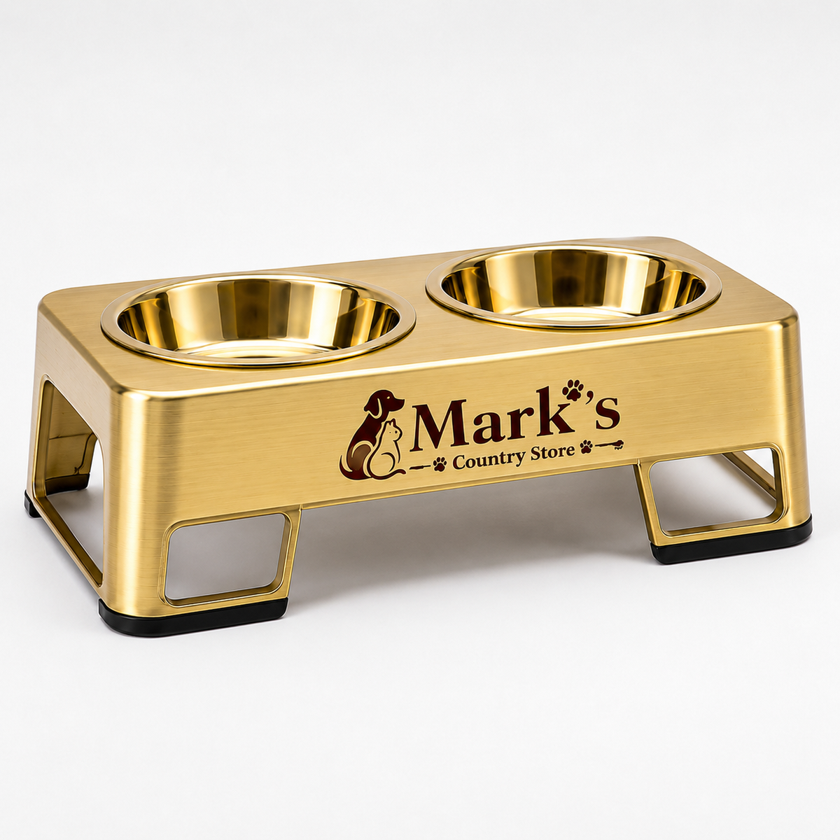 Premium Gold Elevated Double Pet Bowls with Stainless Steel Feeding Station