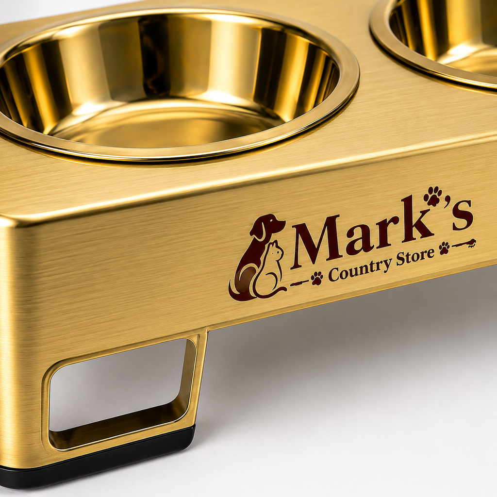 Premium Gold Elevated Double Pet Bowls with Stainless Steel Feeding Station