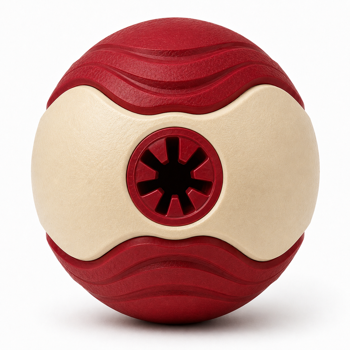 Interactive Treat-Dispensing Dog Ball with Textured Grip and Side Opening