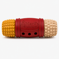 Textured Rubber Dog Toy with Three Openings and Dual Nubby Ends
