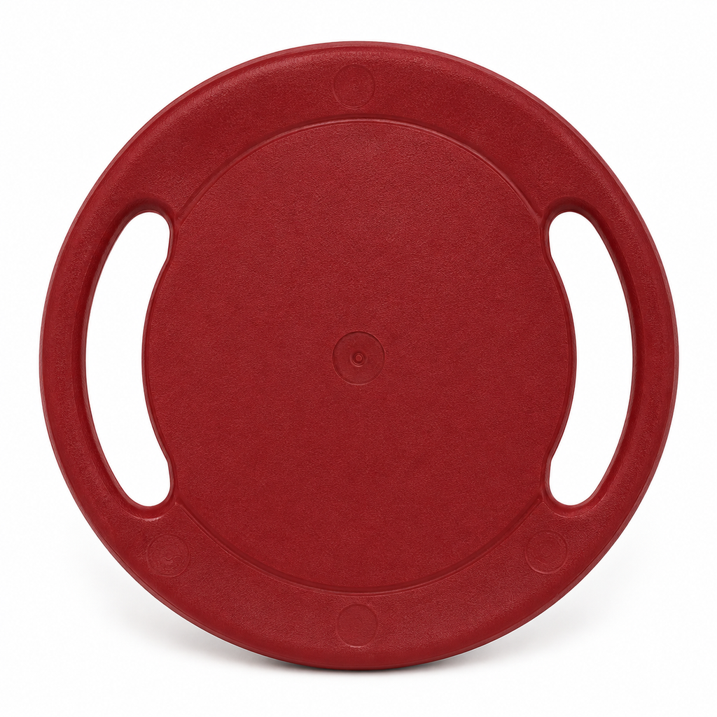 Round Dog Flying Disc Toy with Dual Grip Handles and Textured Rim