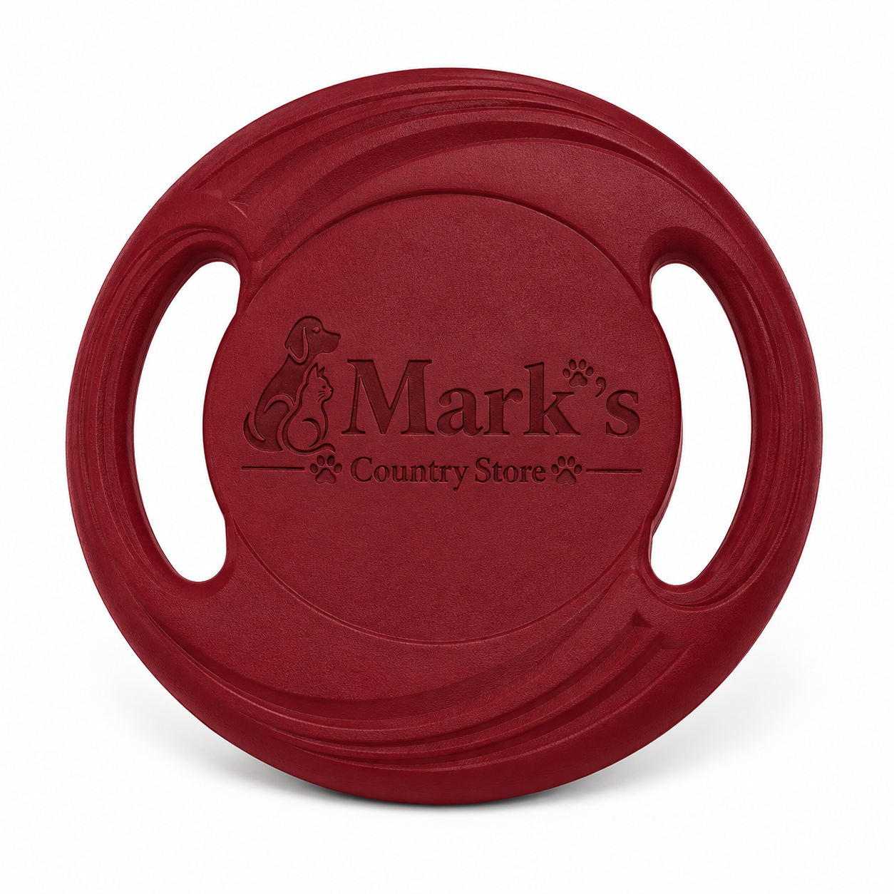 Round Dog Flying Disc Toy with Dual Grip Handles and Textured Rim