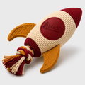 Rocket-Shaped Rope Dog Toy with Tassel Tail and Textured Cord Design
