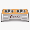 Elevated Double Pet Bowls with Stainless Steel Bowls and Bamboo Top Stand