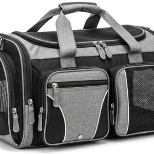 Soft-Sided Expandable Pet Carrier, Airline Approved Travel Bag, Medium Grey