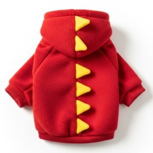 Warm Fleece Dog Hoodie with Dinosaur Design for Small Dogs