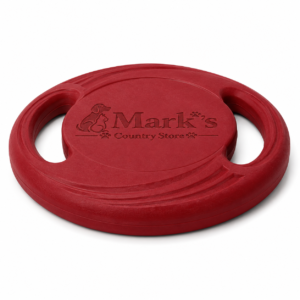 Round Dog Flying Disc Toy with Dual Grip Handles and Textured Rim