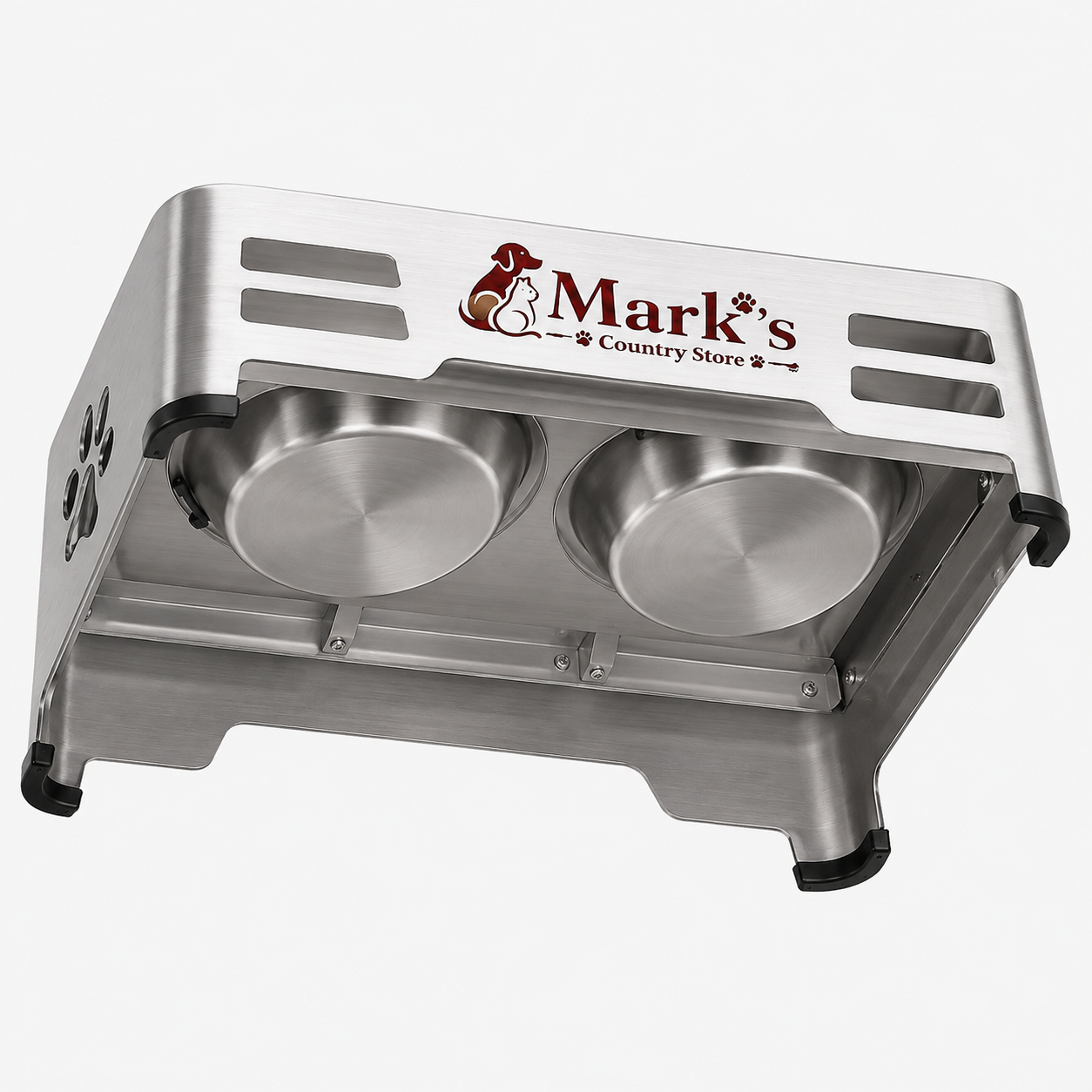 Elevated Double Pet Bowls with Stainless Steel Bowls and Bamboo Top Stand - Image 5